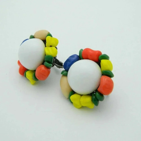 Miriam Haskell White Glass Cabochon Multi-Color - Picture 3 of 4